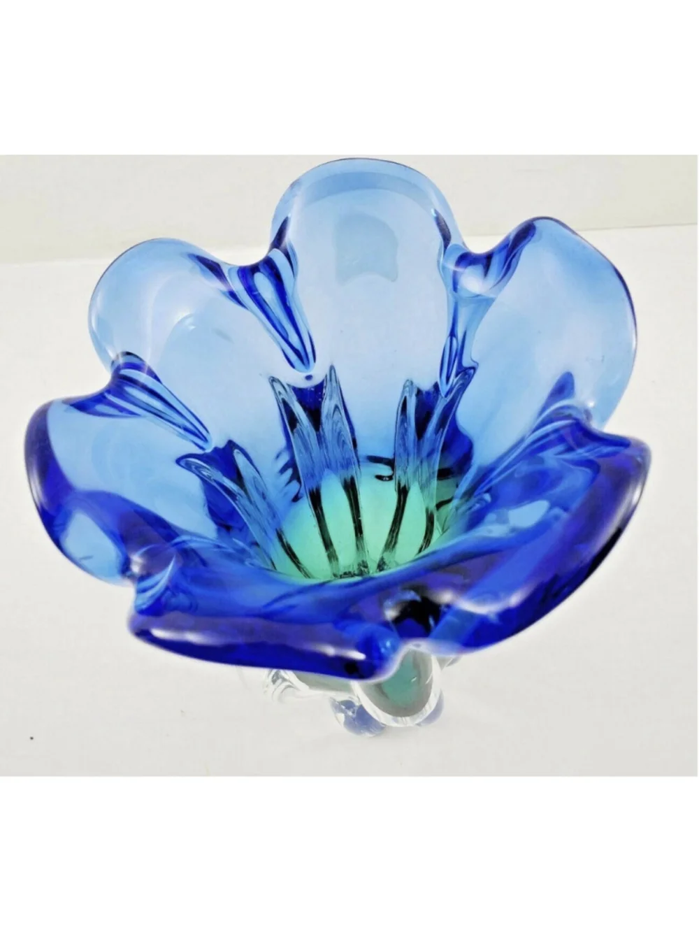 Royal Gallery Poland Lead Crystal Green Blue & Clear 9 1/2